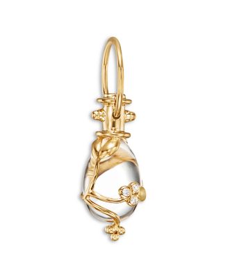 18K Yellow Gold Vine Amulet with Oval Rock Crystal and Diamonds