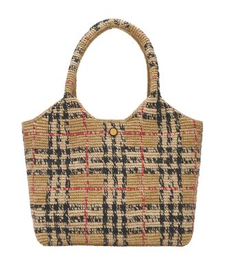 Margate Small Check Raffia Tote Bag