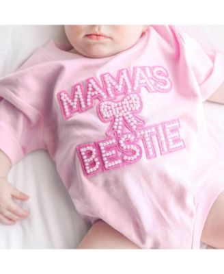 Girls' Mama's Bestie Pearl Patch Short Sleeve Romper - Baby