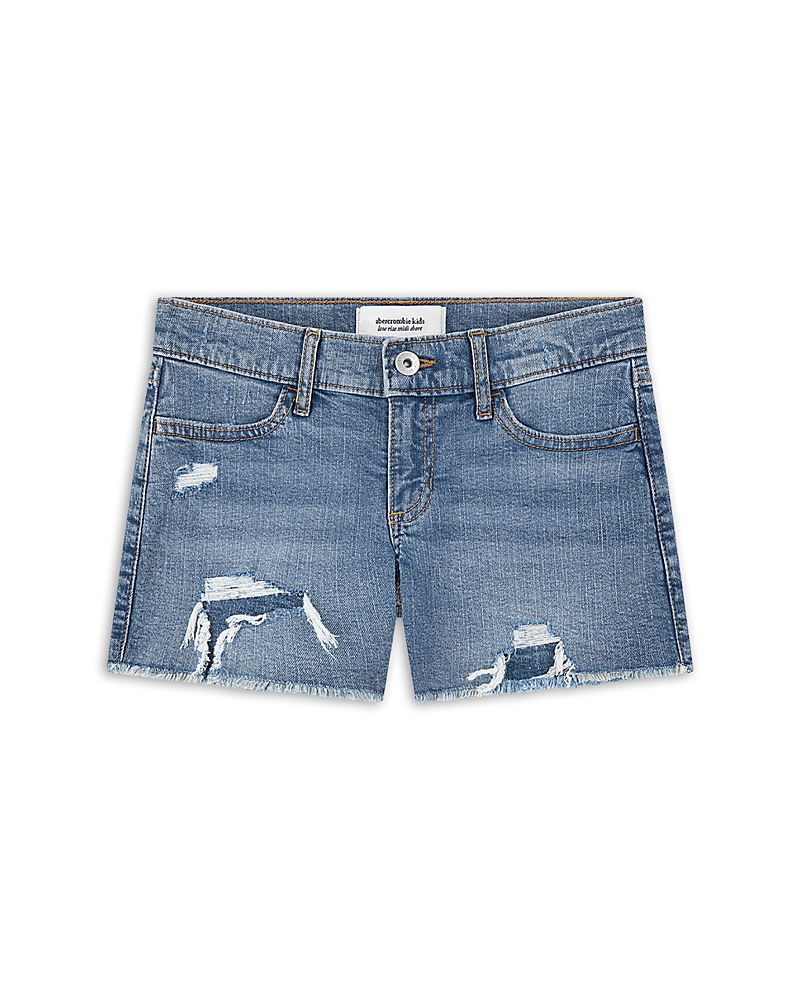 abercrombie kids Girls' Low Rise Midi Destroy Denim Shorts - Little Kid, Big Kid