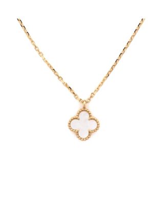  Sweet Alhambra Pendant Necklace 18K Gold and Mother of Pearl, 16"