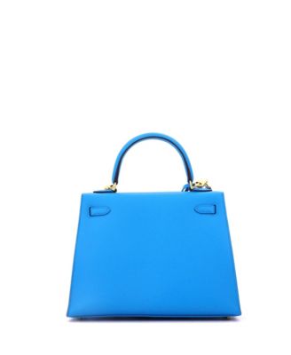 Kelly 25 Handbag Blue Epsom with Gold Hardware