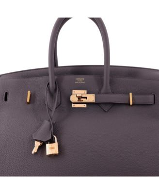 Birkin 35 Handbag Grey Togo with Rose Gold Hardware