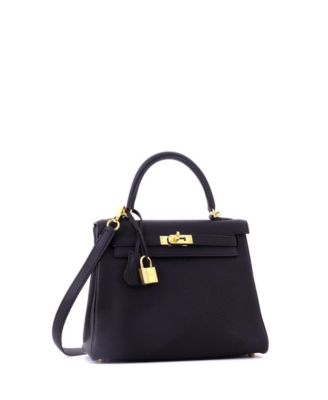 Kelly 25 Handbag Black Togo with Gold Hardware