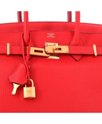 Birkin 30 Handbag Red Clemence with Gold Hardware