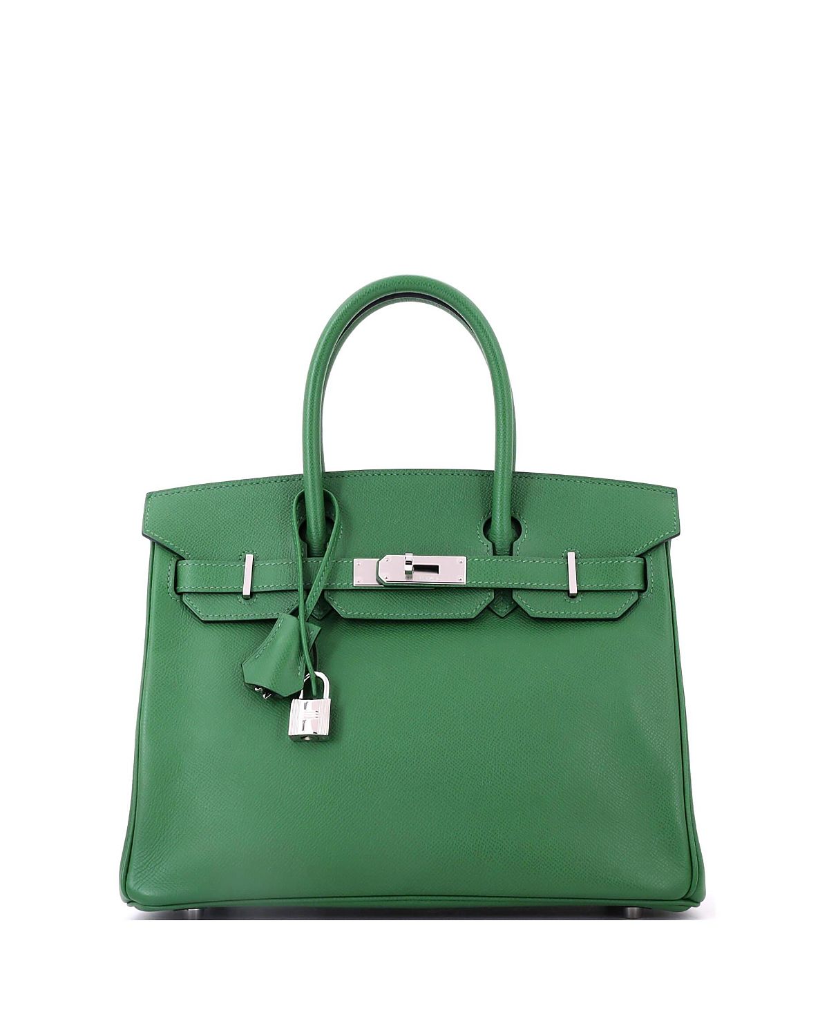 Pre-Owned HERMES Birkin 30 Handbag Green Epsom with Palladium Hardware