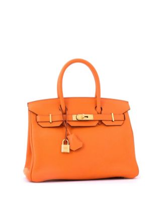 Birkin 30 Handbag Orange Clemence with Gold Hardware