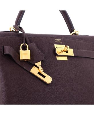 Kelly 32 Handbag Brown Togo with Gold Hardware