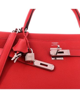 Kelly 35 Handbag Red Togo with Palladium Hardware