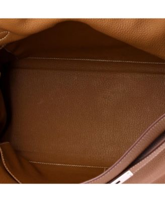 Kelly 35 Handbag Brown Togo with Palladium Hardware