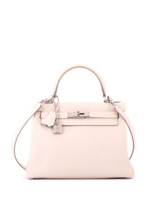 Kelly 28 Handbag Light Togo with Palladium Hardware