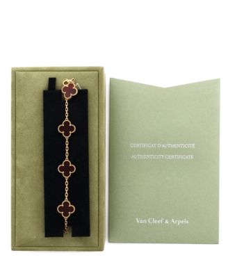  Vintage Alhambra 5 Motifs Bracelet 18K Gold and Carnelian