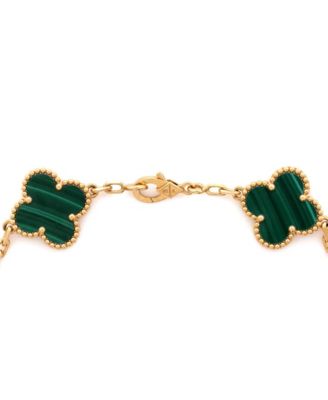  Vintage Alhambra 5 Motifs Bracelet 18K Gold and Malachite