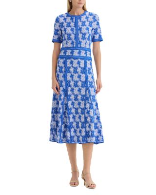 Wrinkle Resistant Intarsia Knit Midi Dress