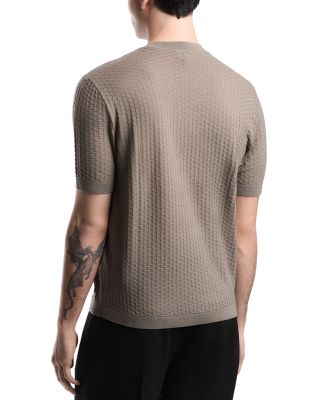 Wool Short Sleeve Sweater With Honeycomb Motif