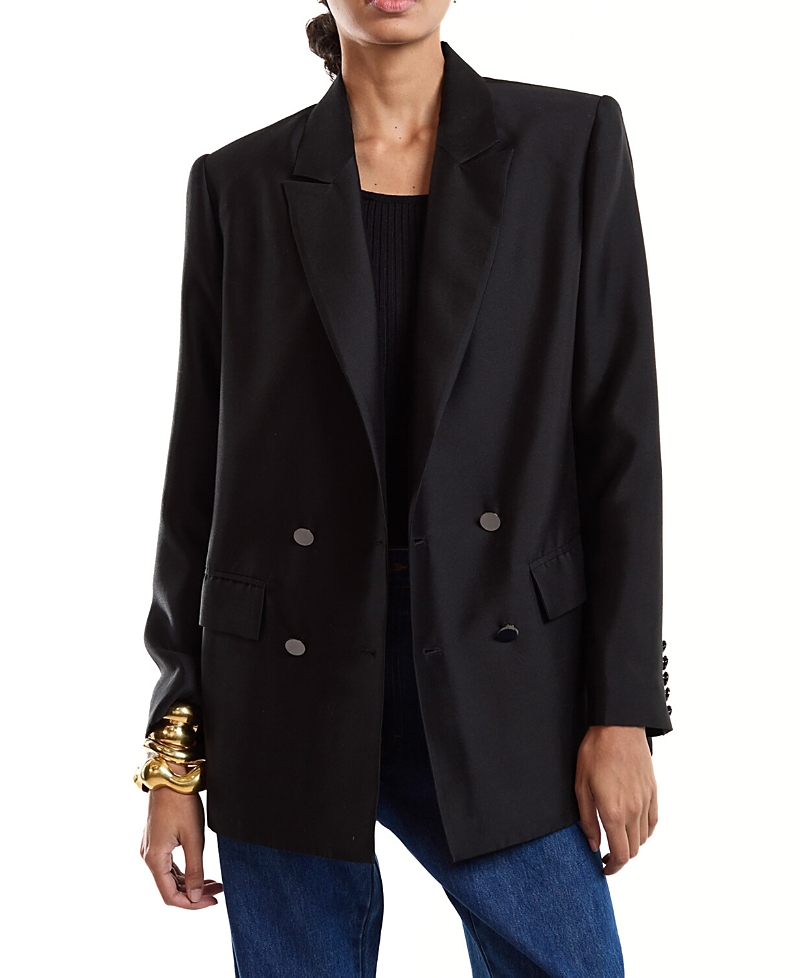 Cynthia Rowley Silk Wool Double Breasted Blazer