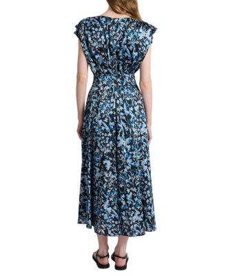  Mandy Faux-Wrap Cap Sleeve Midi Floral Dress