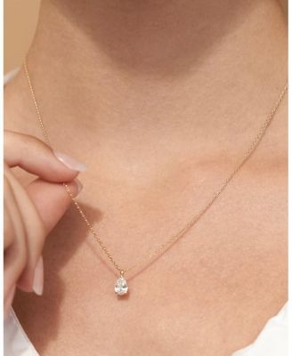 Solitaire Pendant in 14K Gold, 0.75ctw Pear Lab Grown Diamond