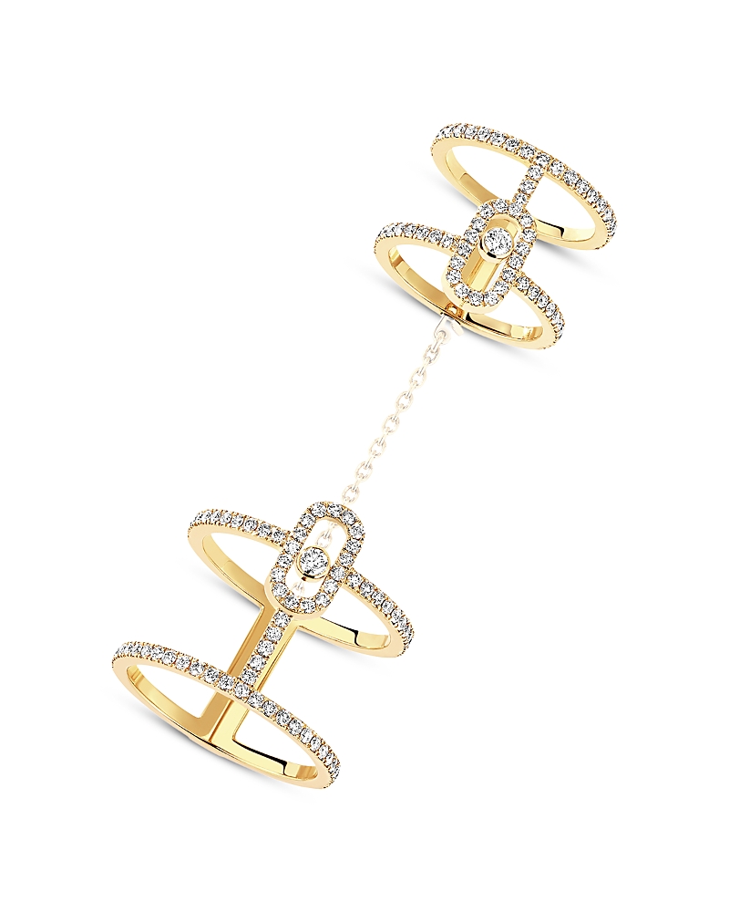 Messika Move Uno Diamond Linked Double Ring in 18K Yellow Gold, 0.95 tcw