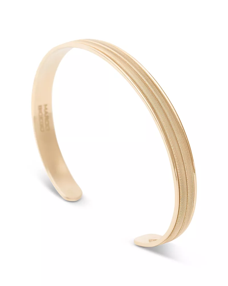 Marco Bicego 18K Yellow Gold Uomo Ridged Cuff Bangle Bracelet