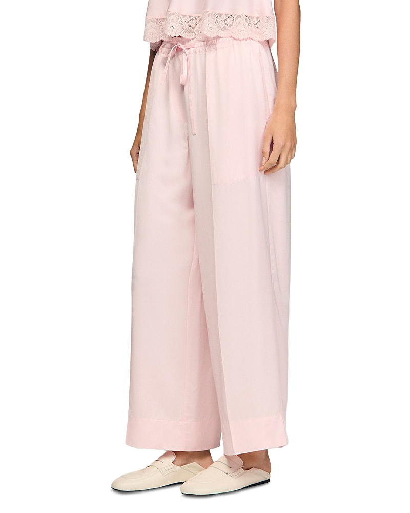 Sandro Satin Wide Leg Trousers
