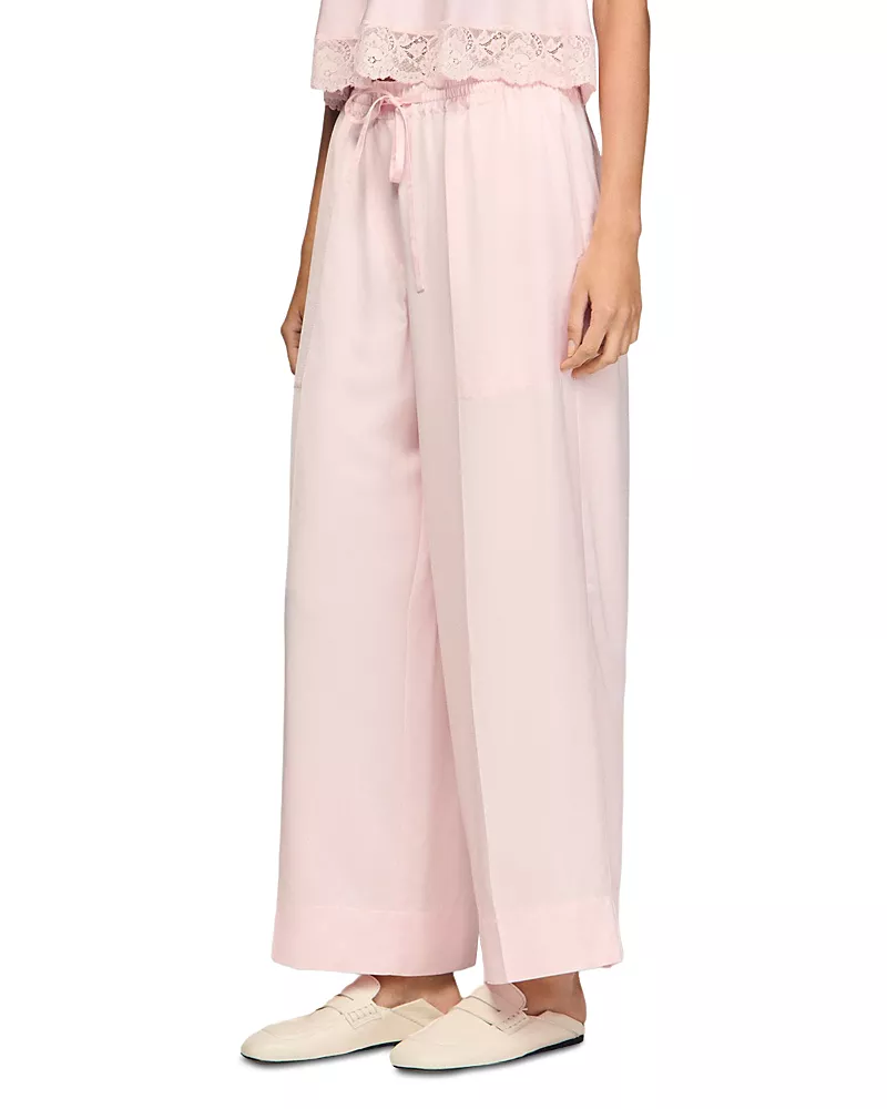 Sandro Satin Wide Leg Trousers