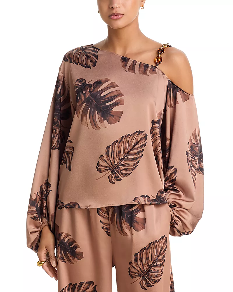 L'Agence Asami Chain One Shoulder Blouse