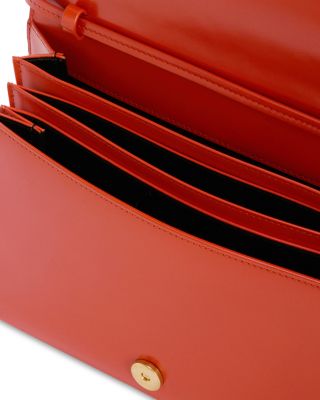 File Small Orange Leather Shoulder Bag