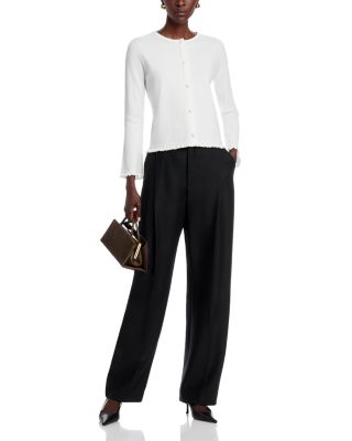 Faux Button Front Long Sleeve Sweater