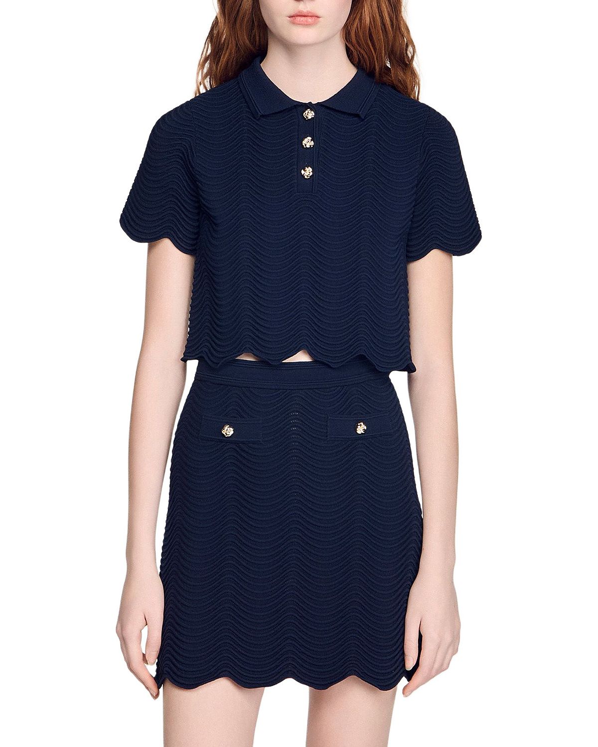 Sandro Campea Fancy Stitch Polo Top