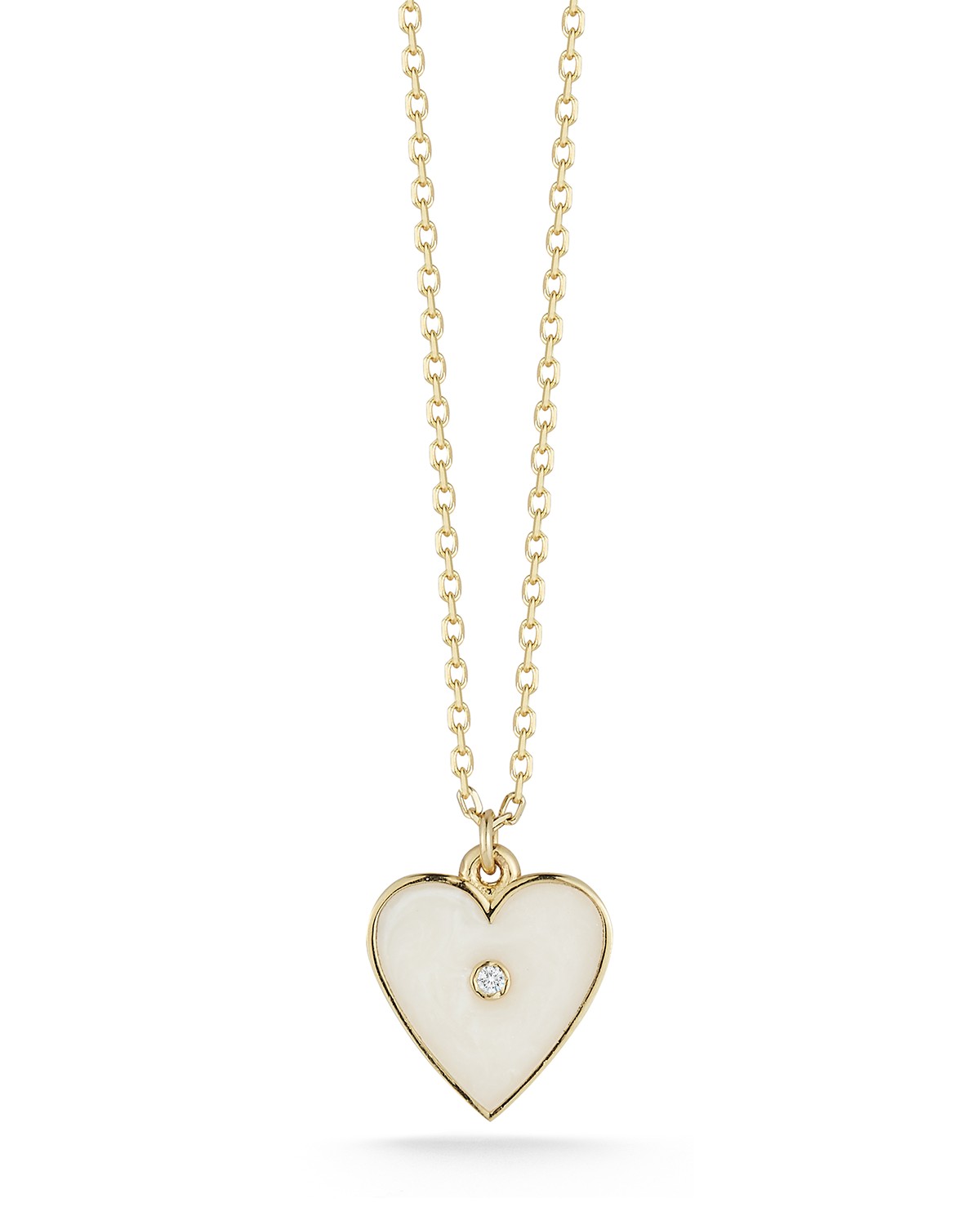 Diamond Heart Pendant Necklace in 14K Yellow Gold, 0.01 tcw