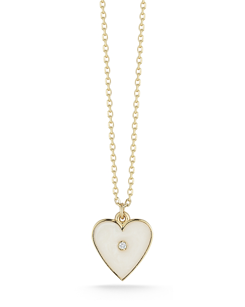Moon & Meadow Diamond Heart Pendant Necklace in 14K Yellow Gold, 0.01 tcw