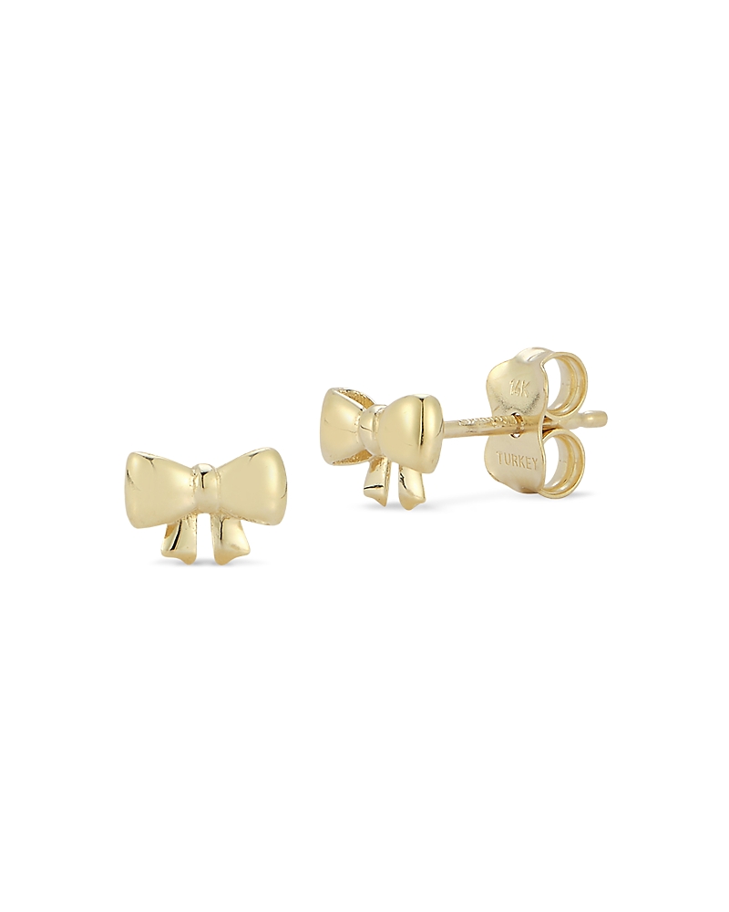 Moon & Meadow Bow Stud Earrings in 14K Yellow Gold