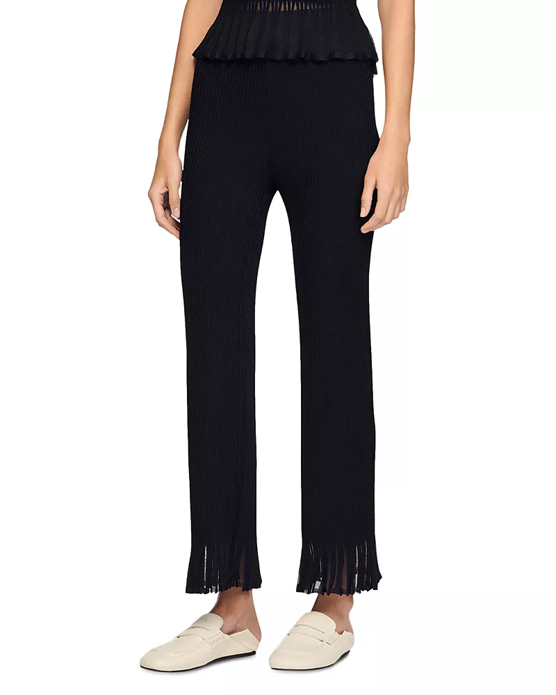Sandro Ruffled Knit Trousers