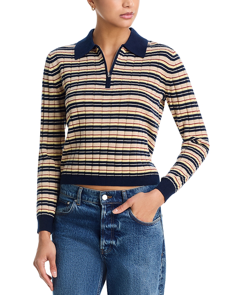 Guest in Residence Silk & Linen Zippered Polo Sweater