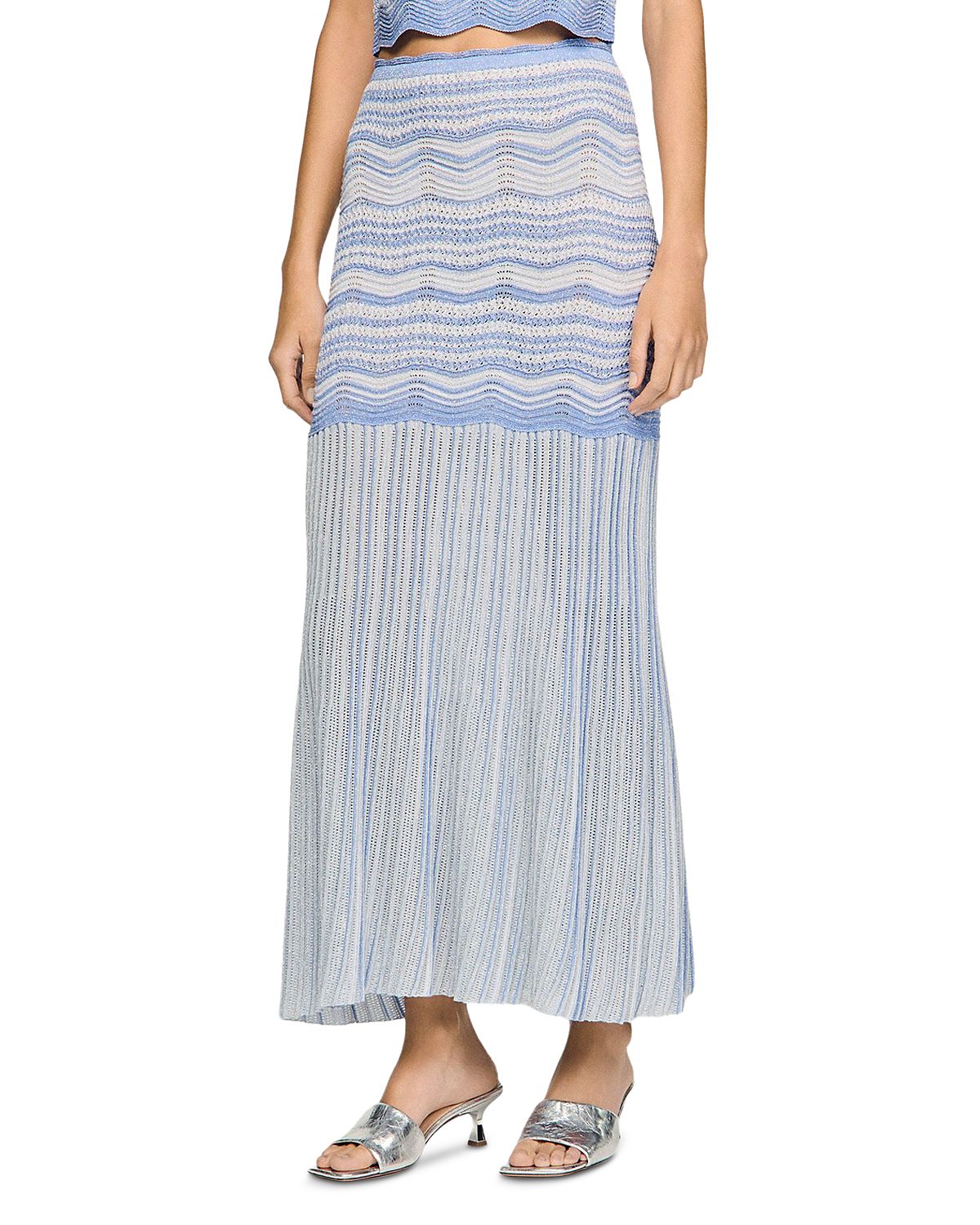 Sandro Davinna Long Decorative Knit Skirt
