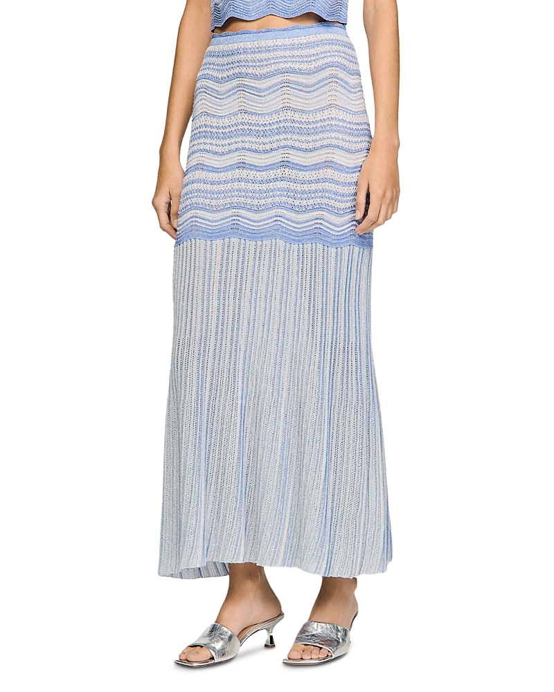 Sandro Davinna Long Decorative Knit Skirt