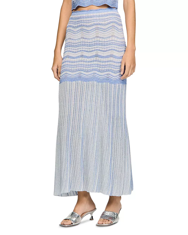 Sandro Davinna Long Decorative Knit Skirt
