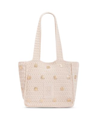 Ysee Charm Detail Crochet Mesh Tote Bag