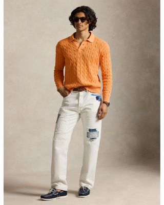 Relaxed Fit Cable Knit Cotton Sweater