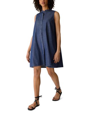 Lightweight Mandarin Collar Sleeveless Dress