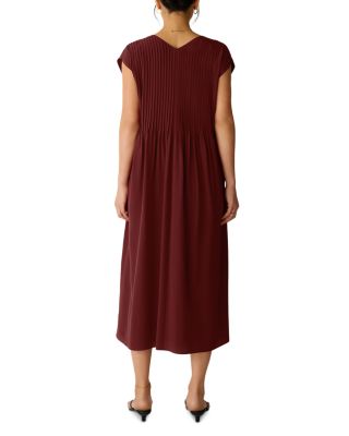 Silk Crepe De Chine V Neck Dress