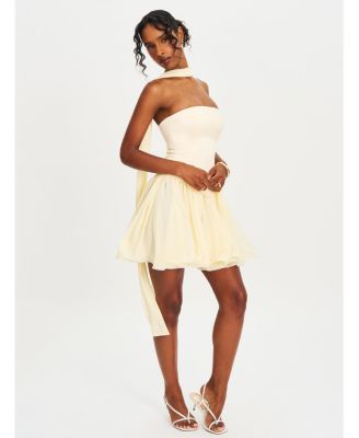  Valentinna Boned Curve Edge Peplum Scarf Mini Dress