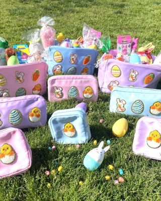 Girls' Nylon Pouch with Easter Patches, Small