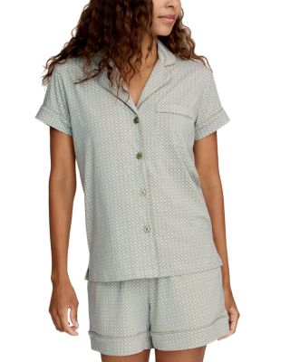 Pima Cotton Short Pajama Set in Sage Geo