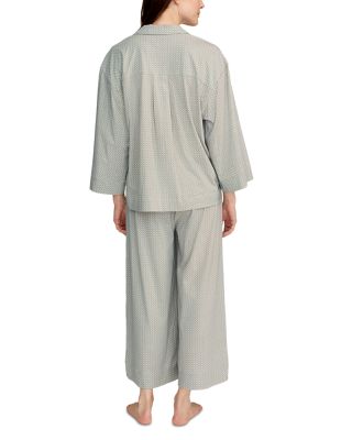 Olivia Pima Cotton Wide Leg Pajama Set in Sage Geo