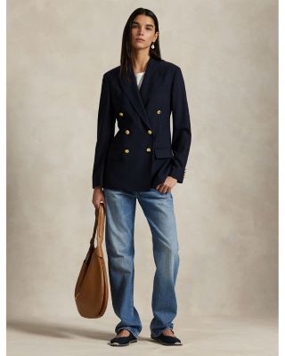 Double Breasted Stretch Wool Blazer