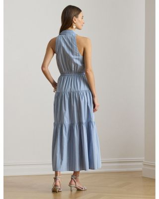 Striped Broadcloth Tiered Shirtdress