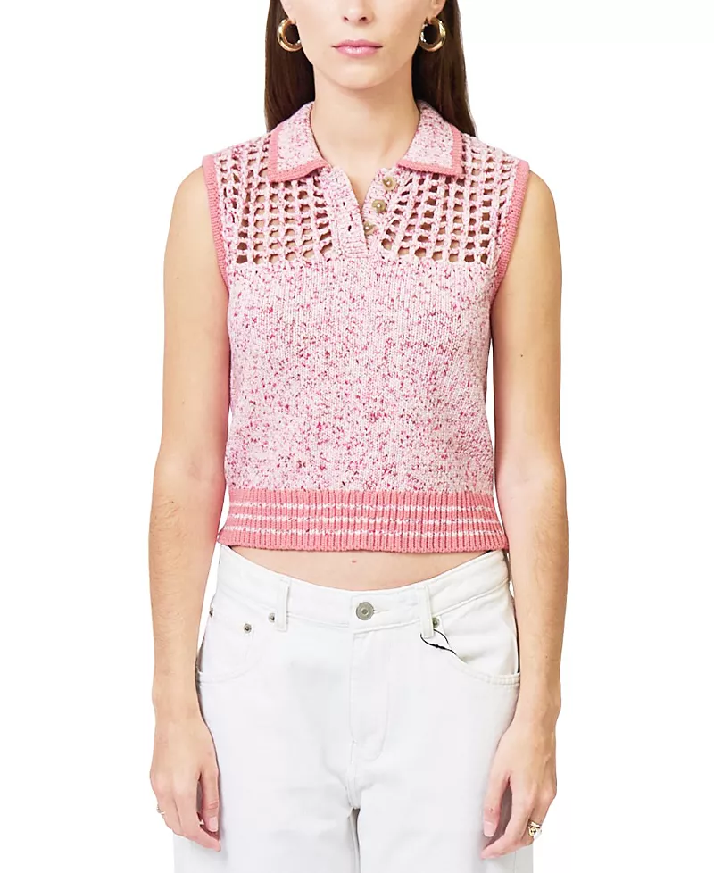 Central Park West Women's Clover Sleeveless Mesh Polo