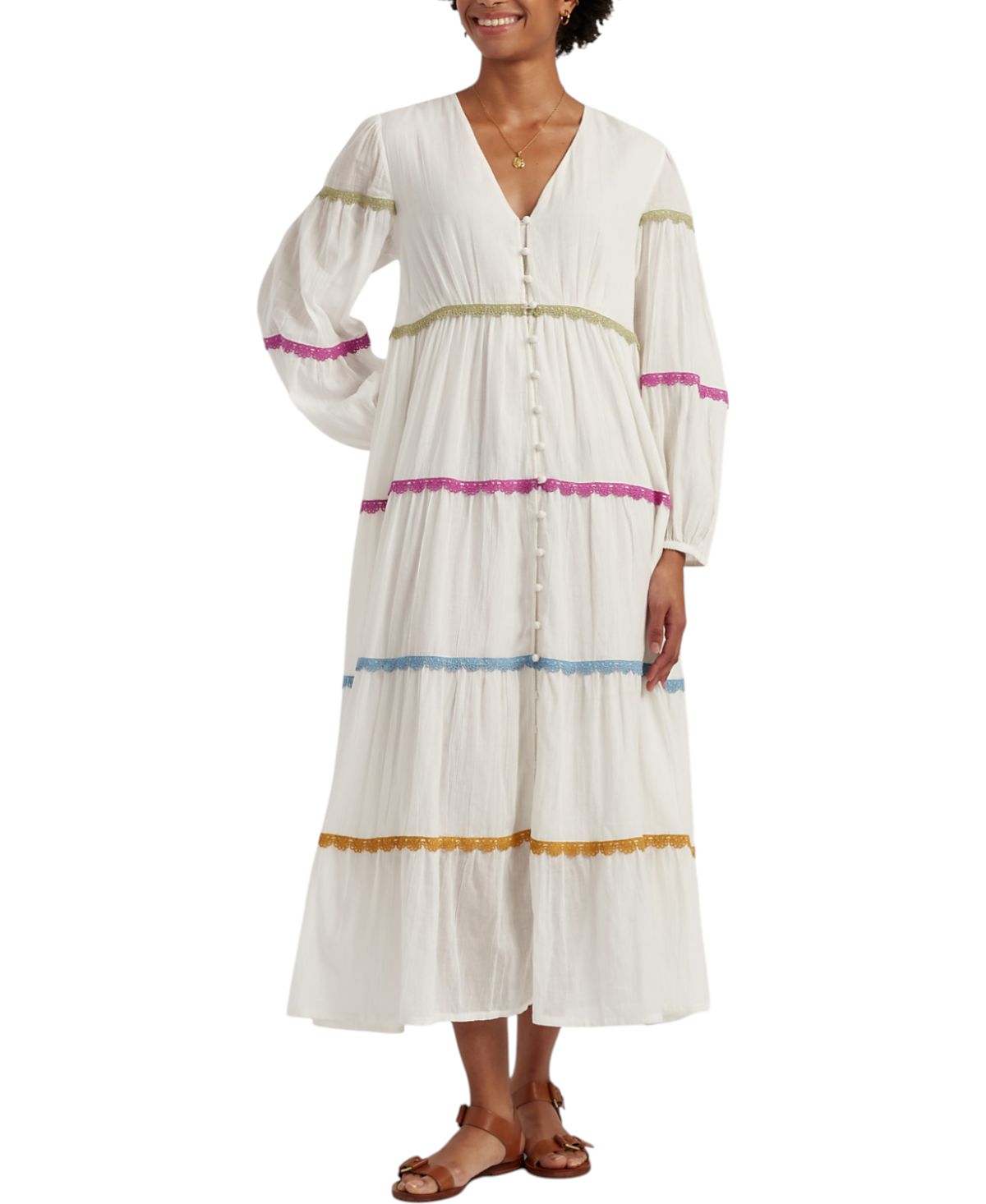 Chinti & Parker Women's Cotton Rainbow Scallop Dress